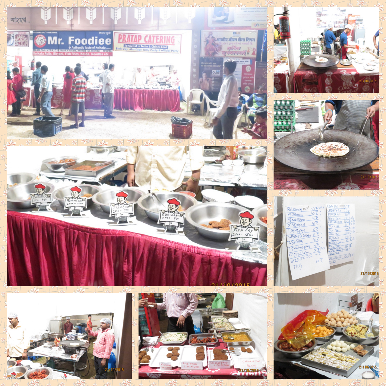 food counters serving rolls, chops, sweets and other bengali delicacies and not to forget the chowmein