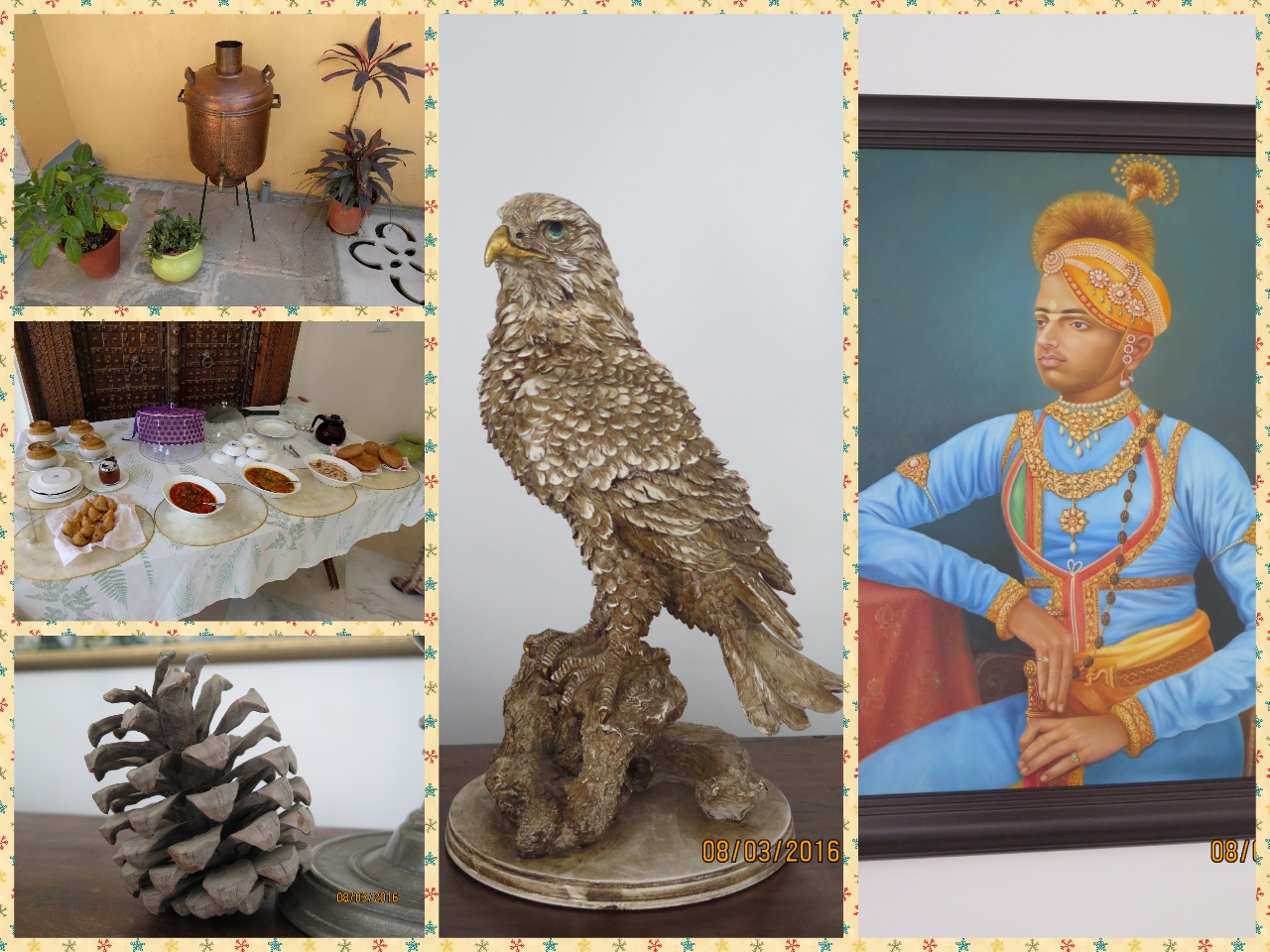 The royalty, a Stuffed Owl, Water boiler and hot snacks