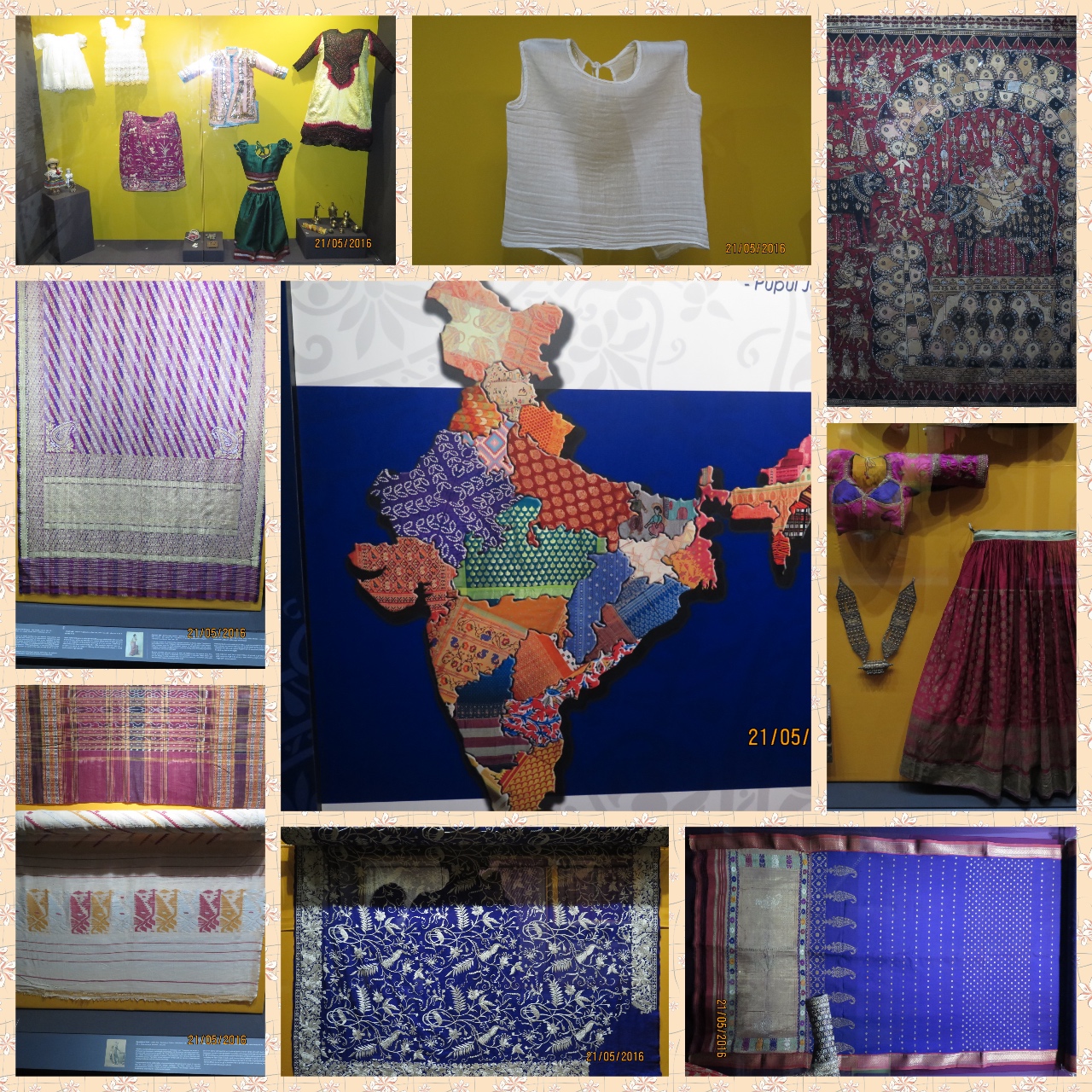 A textile map of India, Prints of various states of India, Child dresses, Parsee Saree