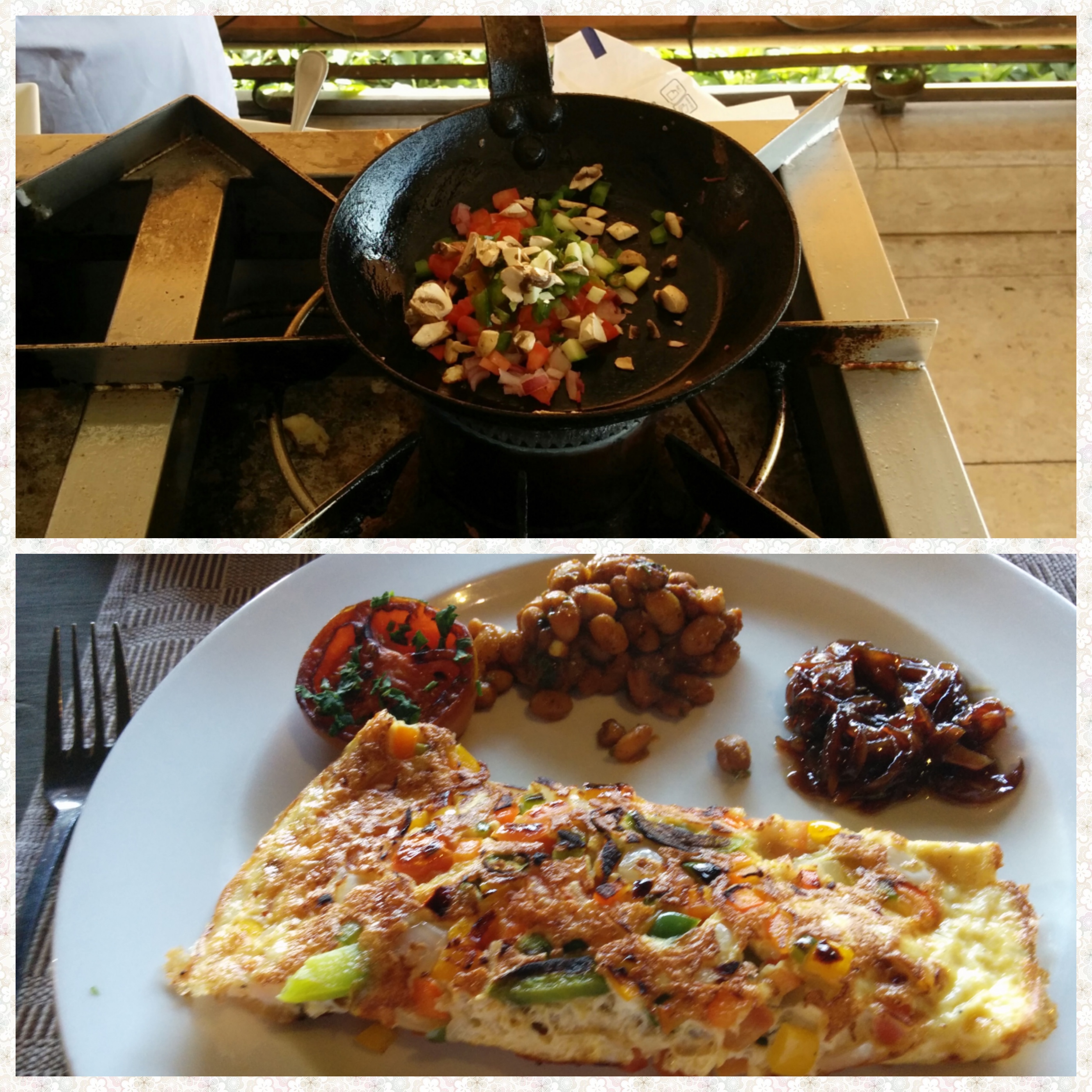 Omelette preparation and a finished omelette