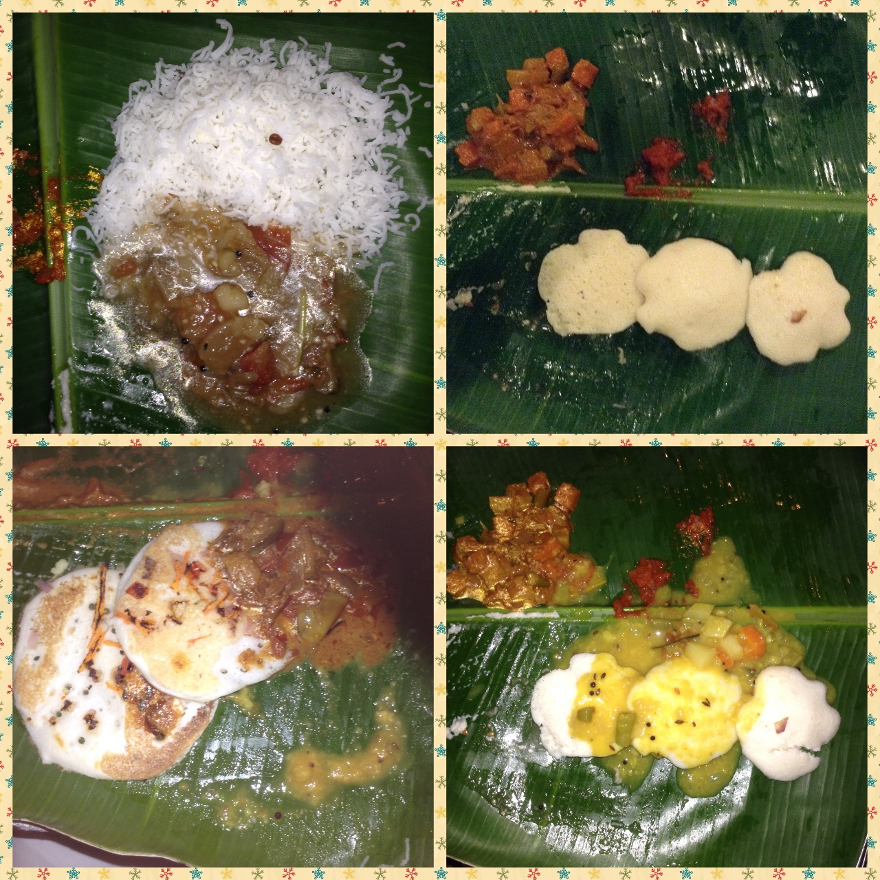 Main course - rice string hoppers, idlies, Dosa with a variety of sides