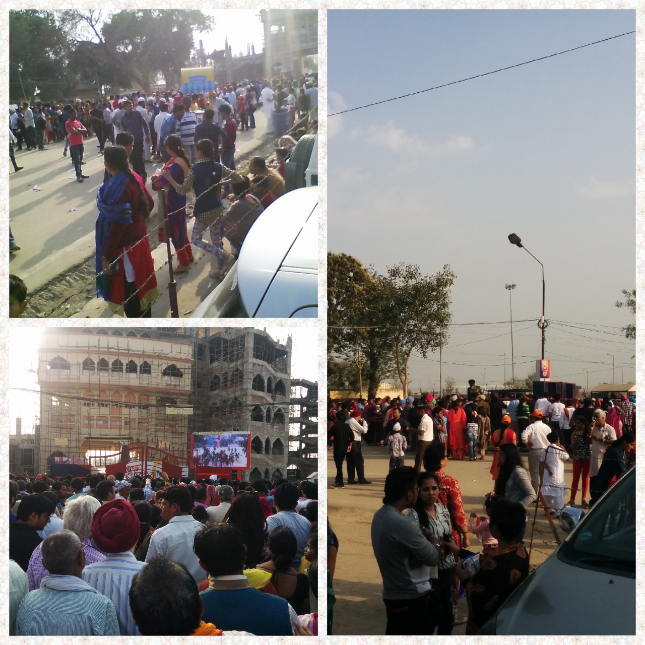 Attari border crowds waiting to enter the stadium to watch the beating of the retreat