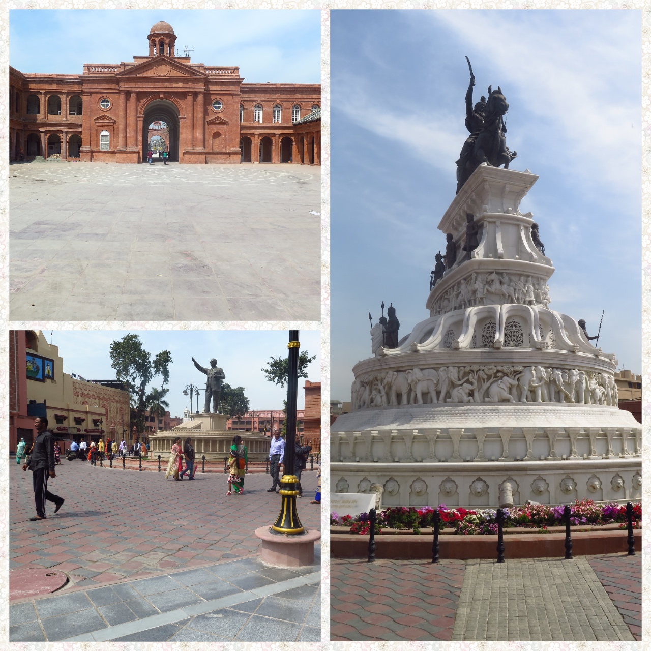 Town Hall Red sandstone building, replica of parliament building of India, bust of Dr Ambedkar and Maharaja Ranjit Singh ji statue
