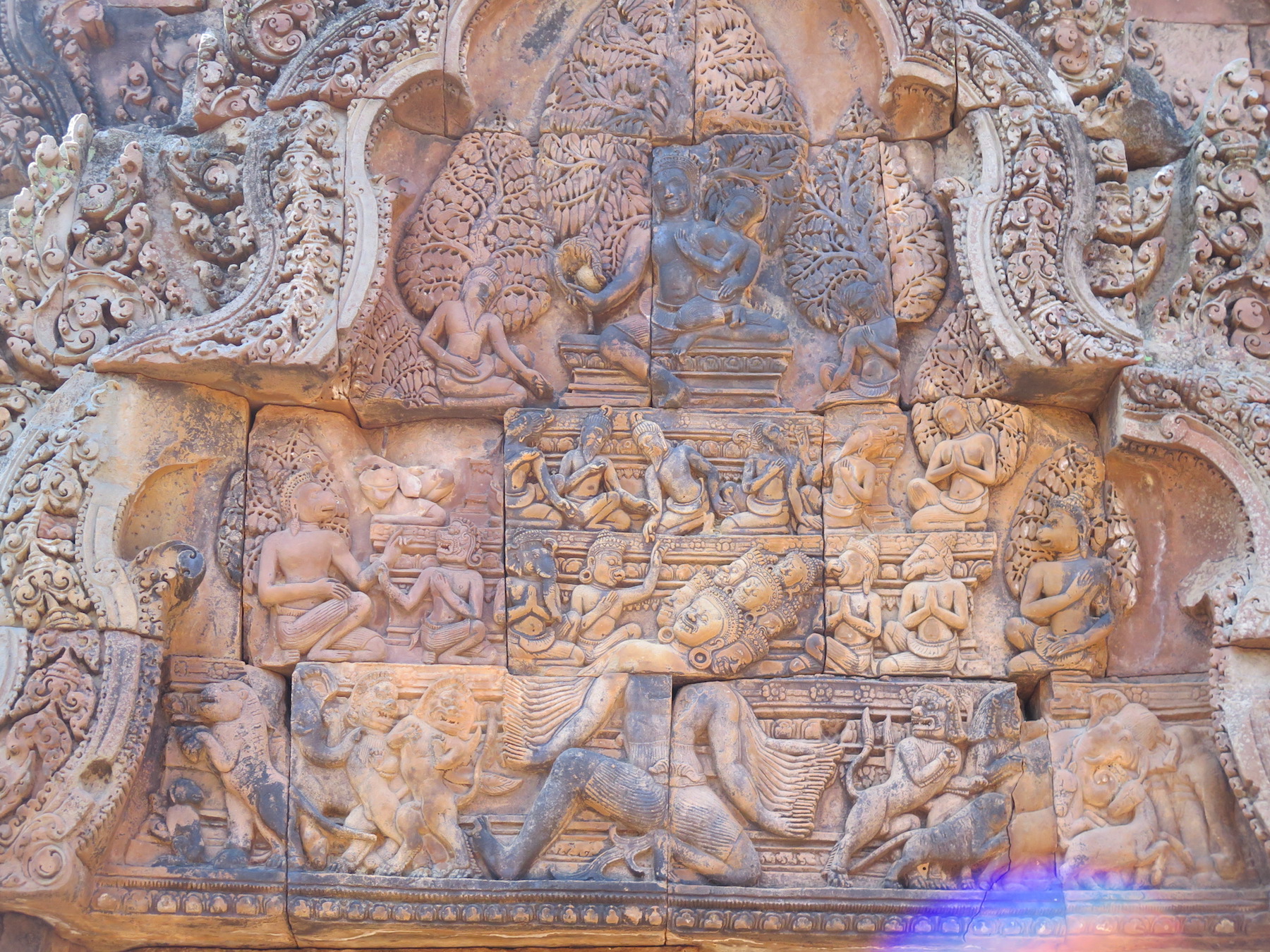 Ravana shaking Mount Kailash where Lord Siva and Parvati are seated