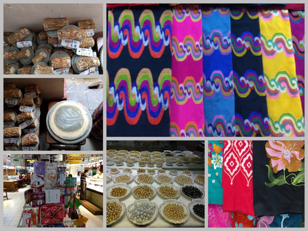 Tanaka barks with a stone grinding accessory, pearls and dress materials of different colors