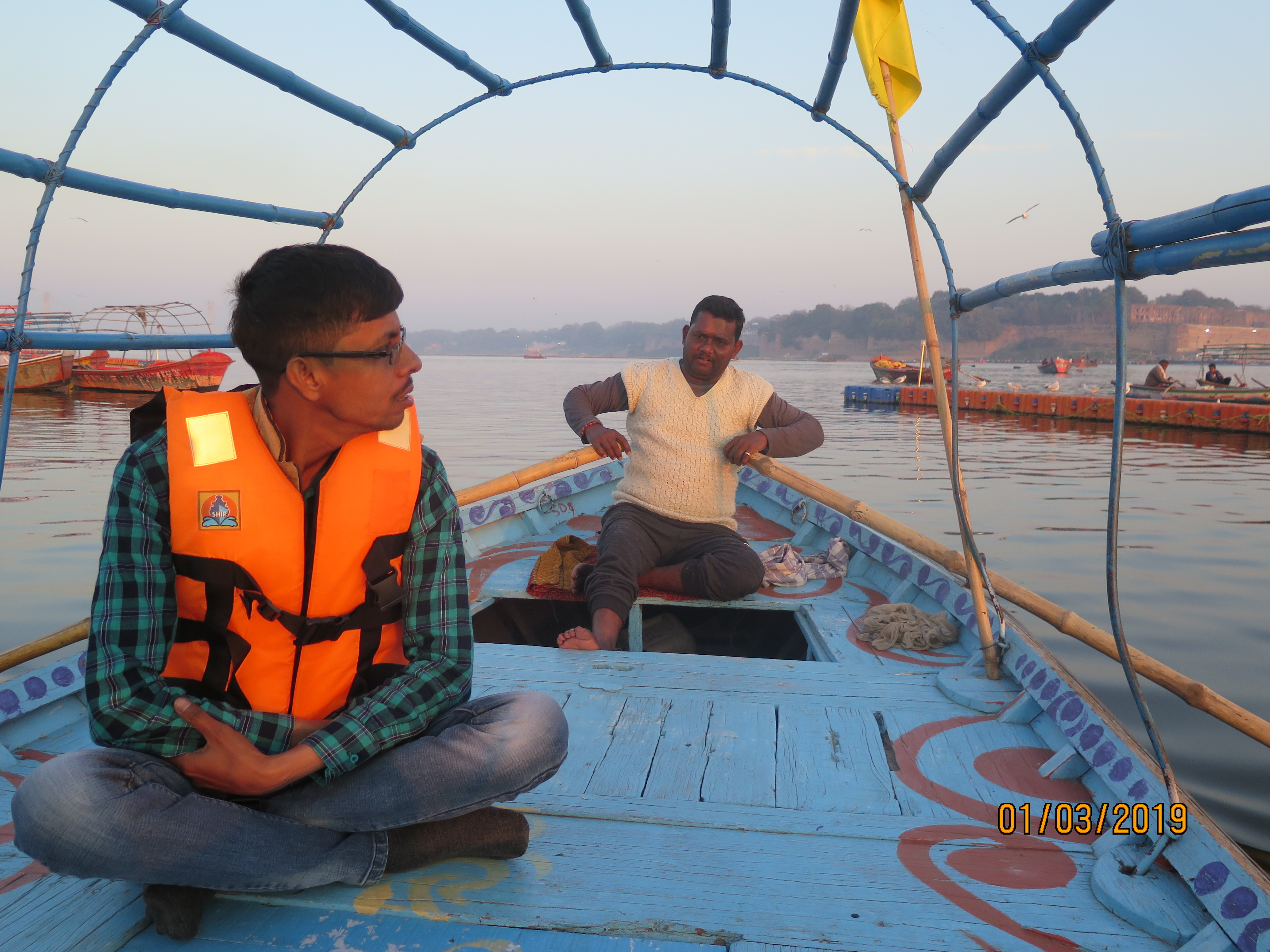 A simple Boat ride for Rs 1500 for an hour and half to travel to the Sangam (confluence) and return after bathing. Absolutely warm boatmen with proper safety equipment