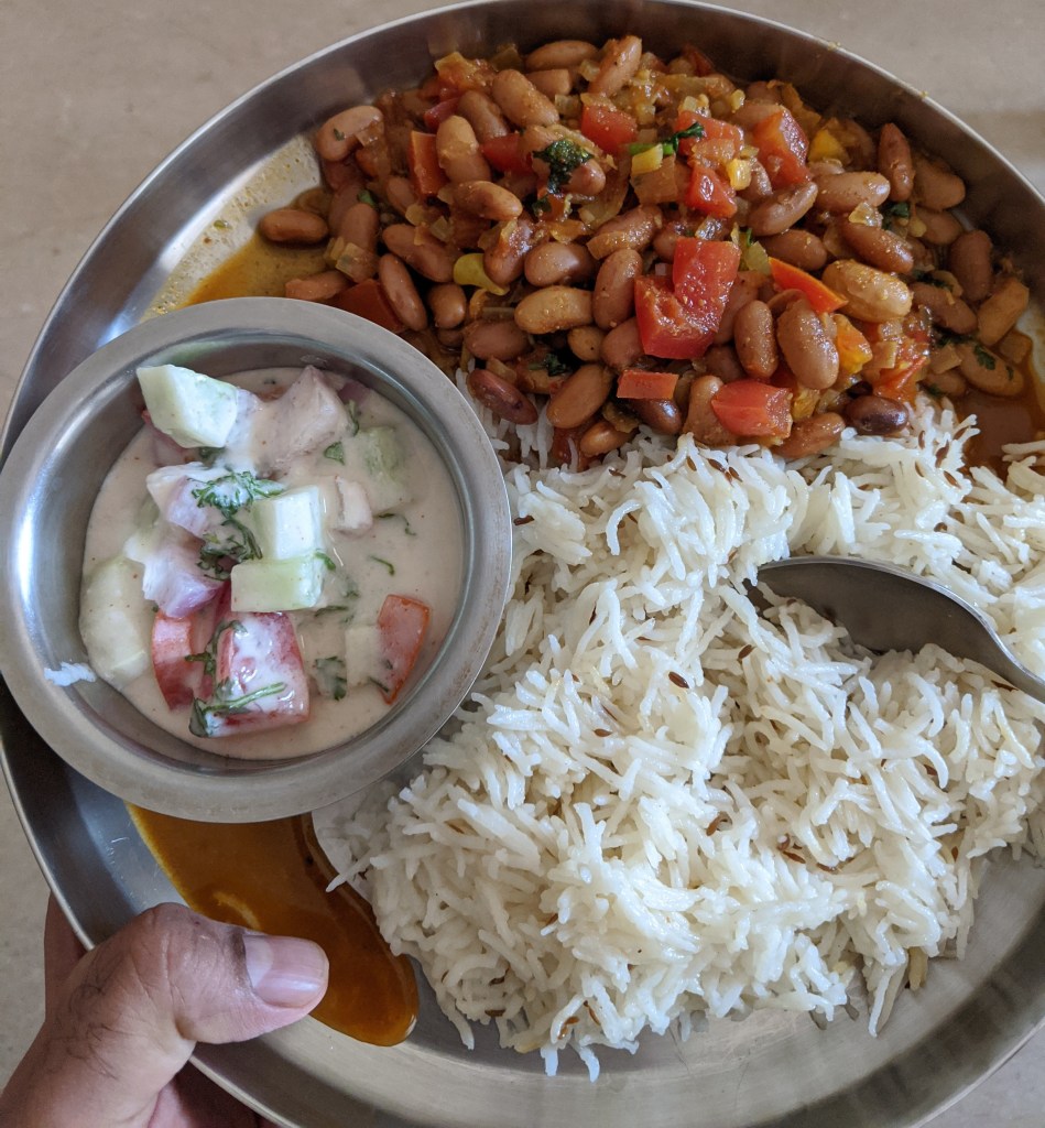 Rajma chawal and raita