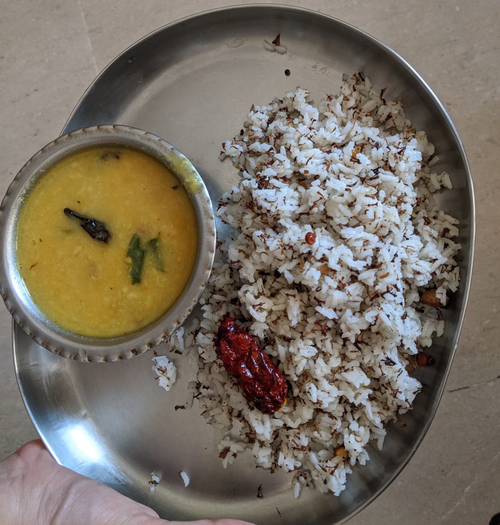 Veppamboo (neem flower) rice along with a senaikizhangu (yam) lemon based masiyal